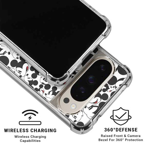 Disney Mickey Mouse Face Pattern Pixel 9 Pro XL Clear Case